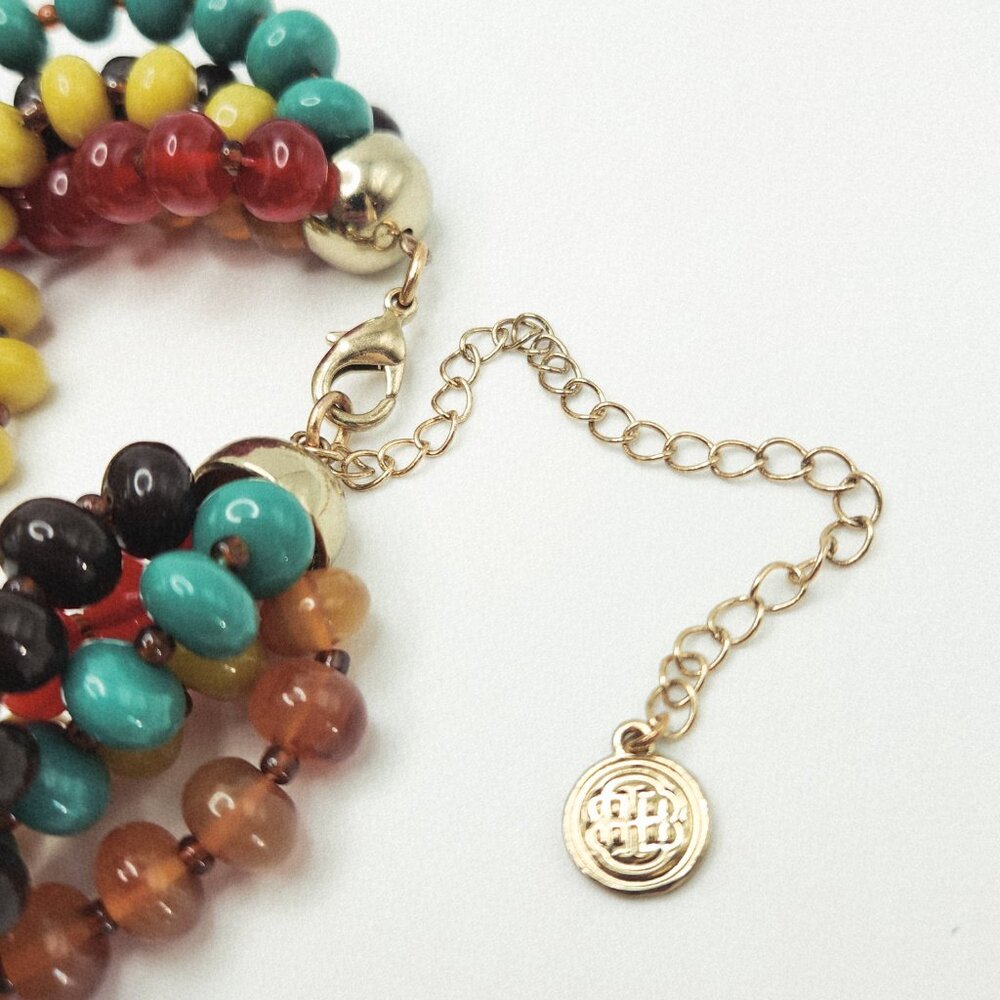 Bestian Brothers Fall Colors Autumn Beaded Chunky Multi Layered Acrylic Choker - Picture 4 of 4
